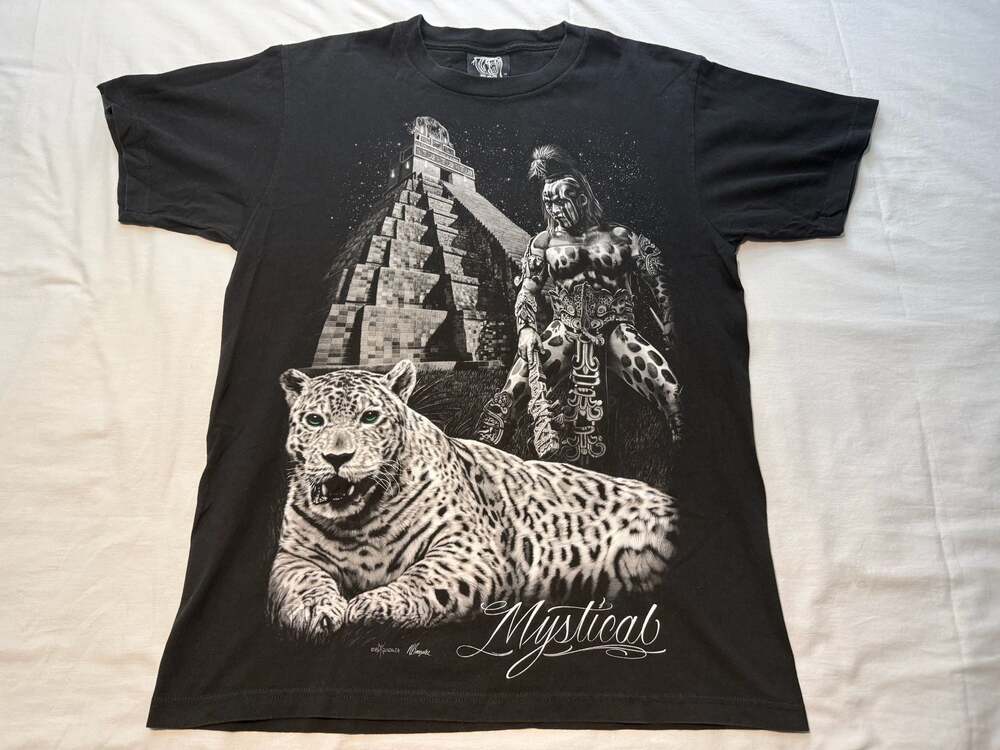 DGA David Gonzales Art Mystical Mayan Aztec Warrior Leopard Jaguar Urban Size L